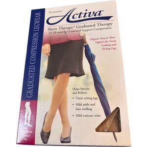 Activa Sheer Graduated Therapy Pantyhose Control Top, 15-20mmHg, Nude, NWT